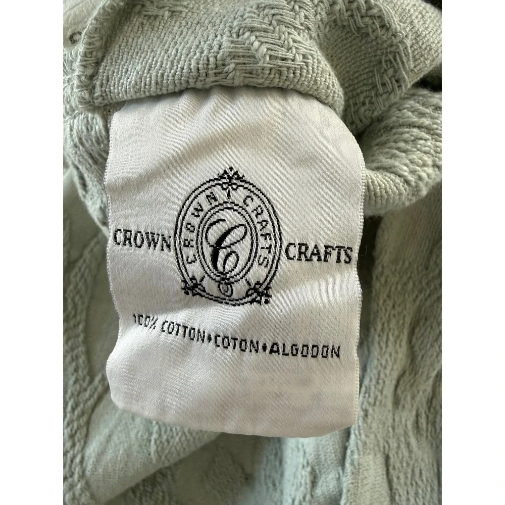 Crown Crafts Set of 2 Chenille Fringe Bed Pillow Shams Blue Standard Size